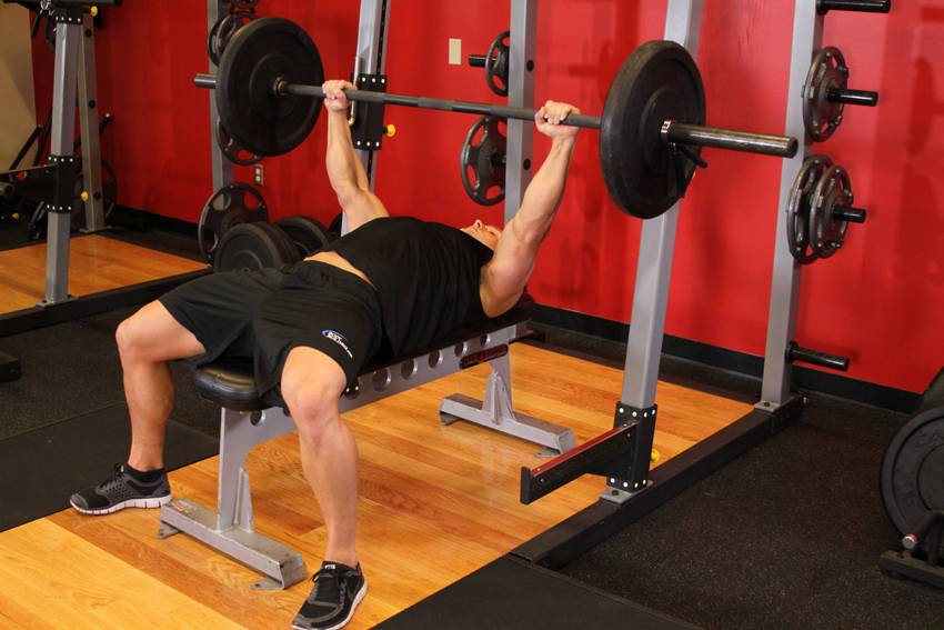 Barbell bench press starting position