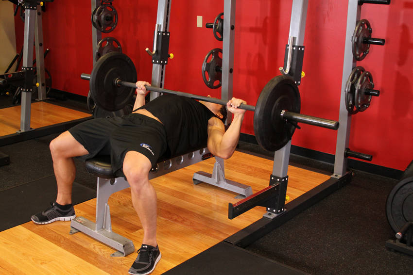 Barbell bench press finishing position